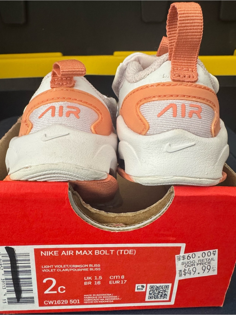Nike Air Max Bolt TD Baby Sneakers - Light Violet/White Crimson Bliss